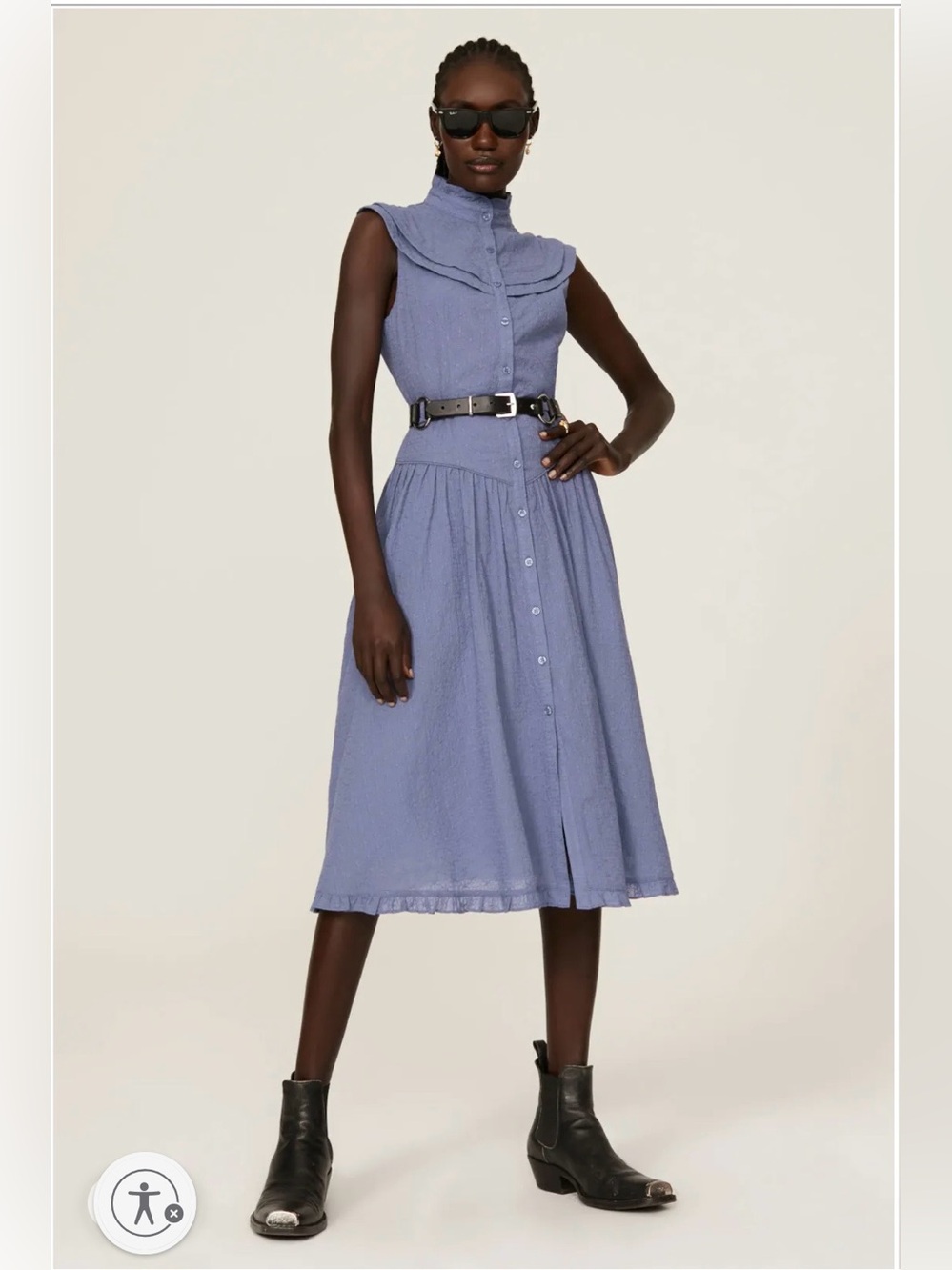 Pamela Love Sleeveless Button-Front Midi Dress in Periwinkle-Sz XS